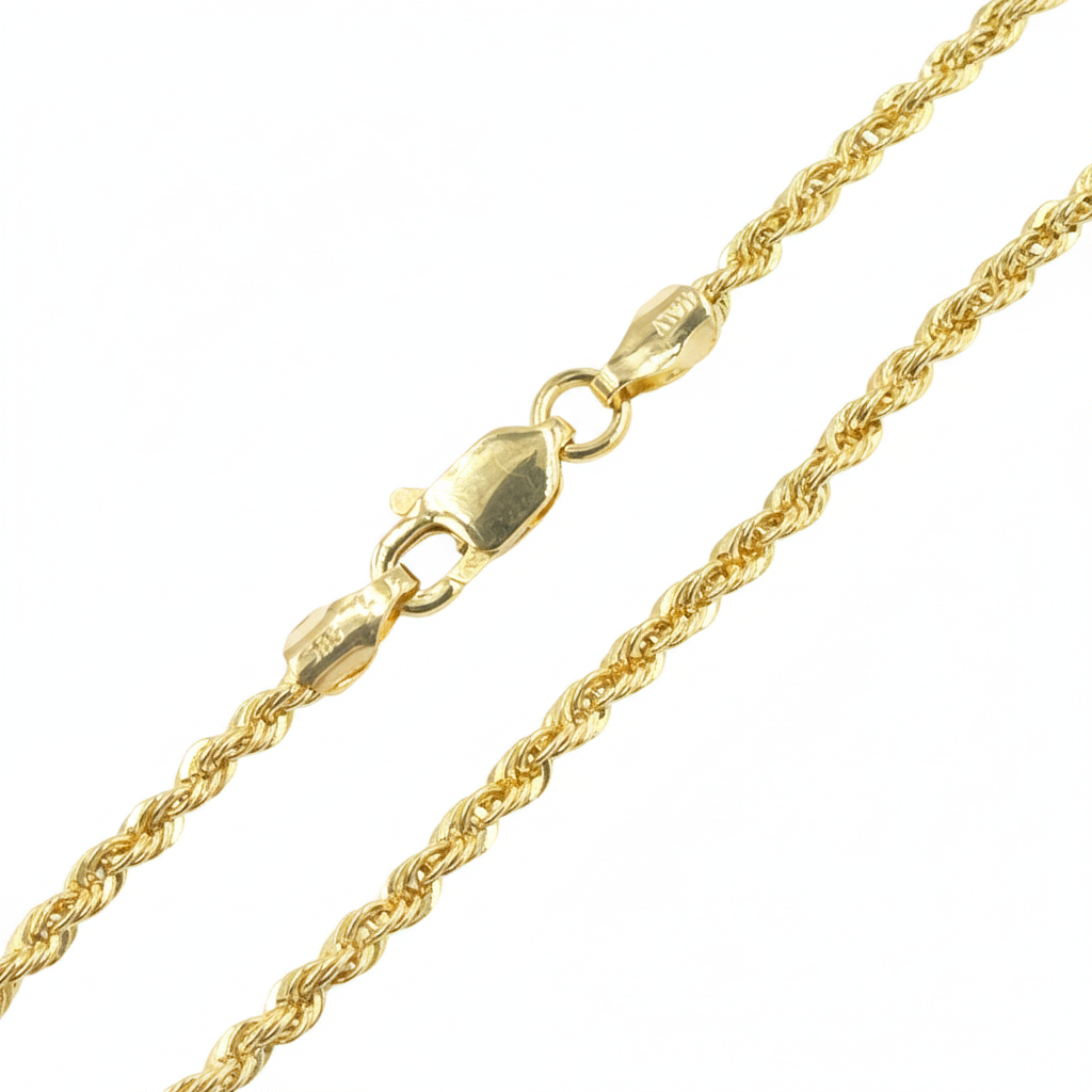 040CRDLG. 14K Solid Yellow Gold Rope Chain
