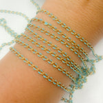 Load image into Gallery viewer, 925 Sterling Silver Gold Plated Turquoise Enamel Cable Link Chain. V244TURGP
