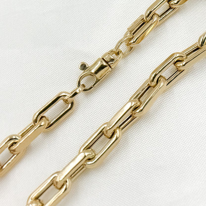 14K Solid Hollow Gold Smooth Paperclip Chain