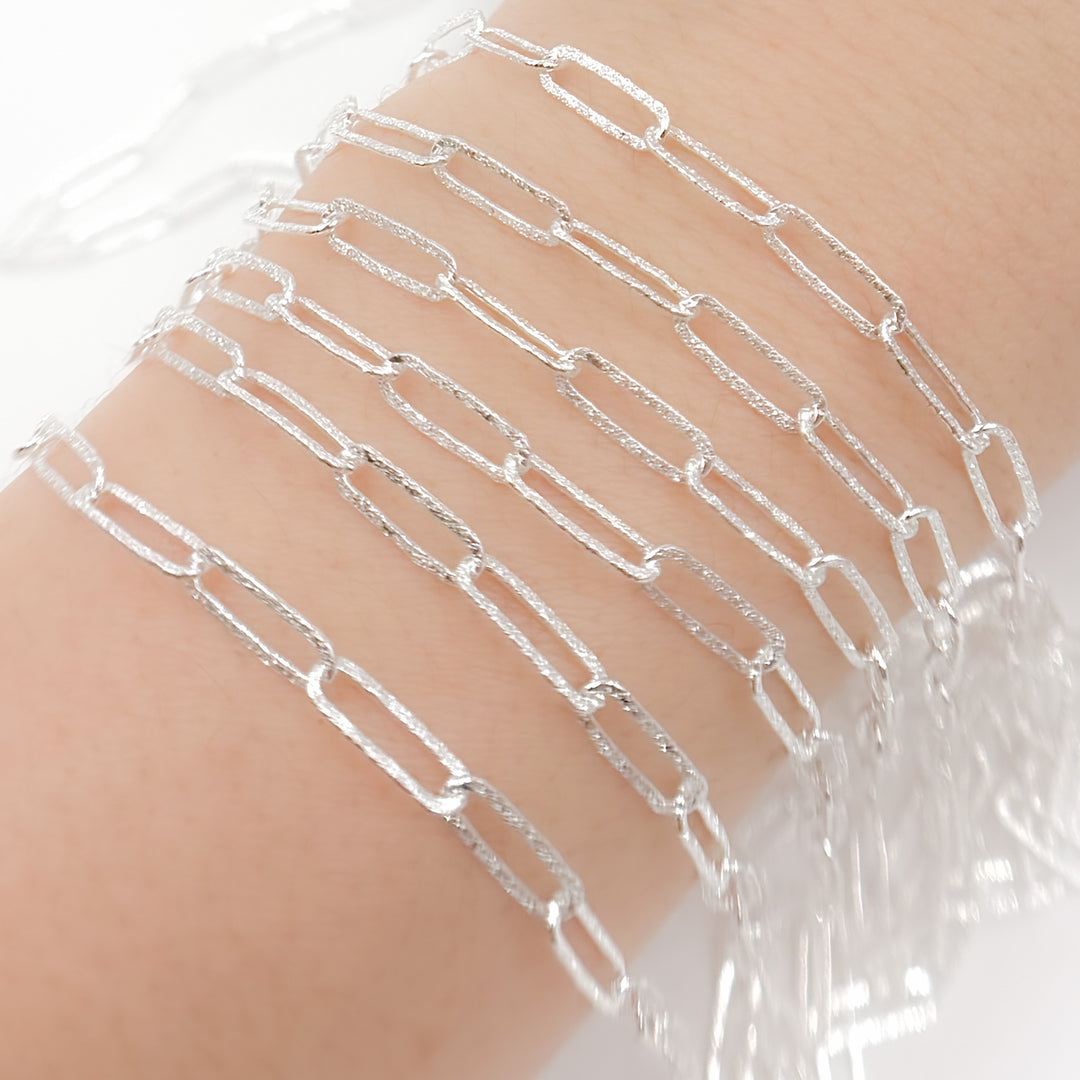 Y80FDCSS. Sterling Silver Flat Textured Paperclip Chain