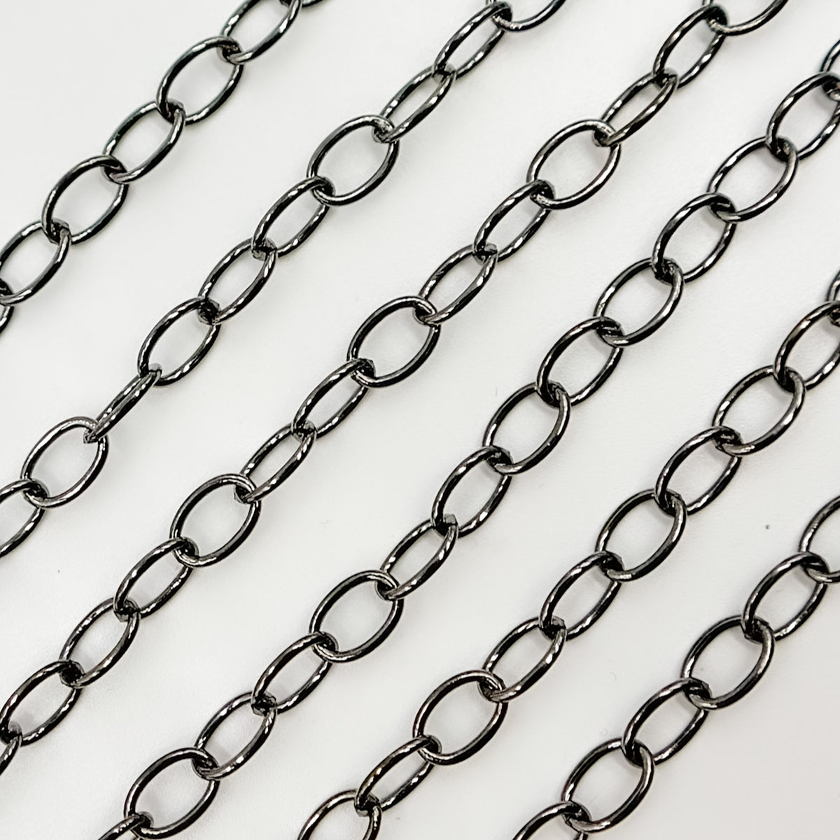 V193BR. Black Rhodium Sterling Silver Smooth Oval Link Chain
