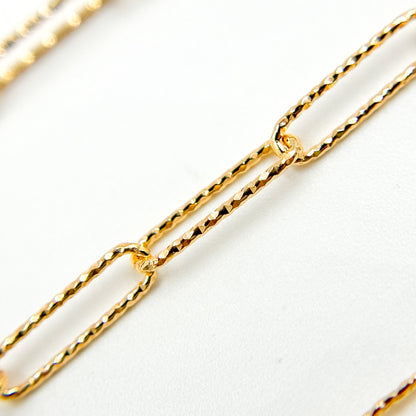 V313GF. 14K Gold Filled Diamond Cut Paperclip Chain