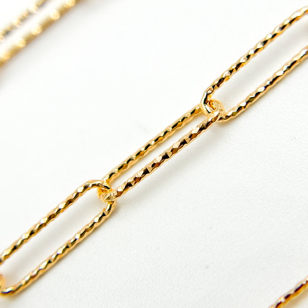 V313GF. 14K Gold Filled Diamond Cut Paperclip Chain
