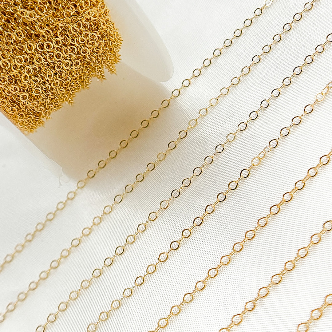 Gold-Filled Flat Oval Link Chain. 1218FGF