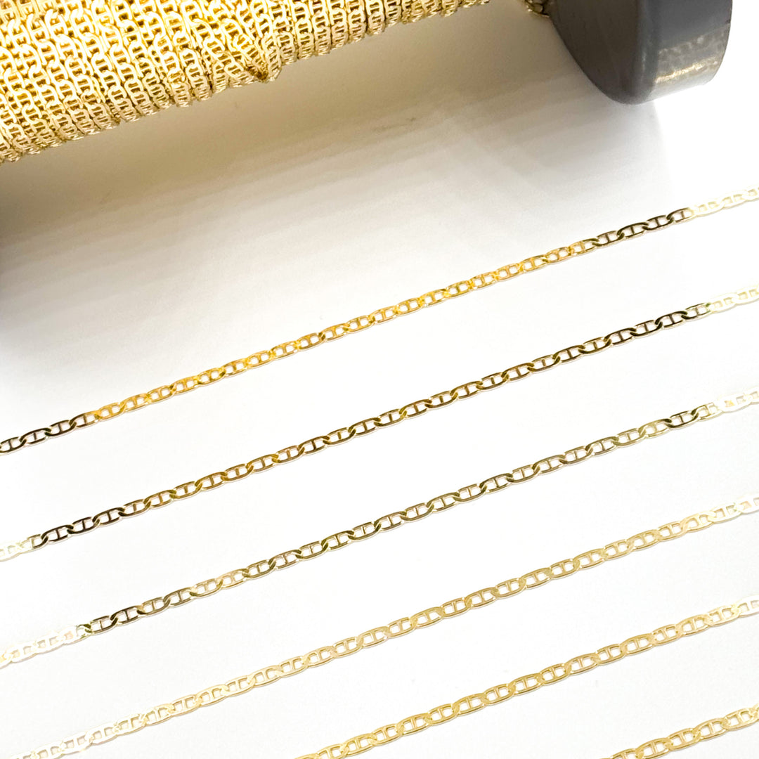 Solid Gold Flat Marina Link Chain