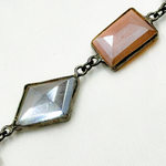 Load image into Gallery viewer, Coated Multi Moonstone Organic Shape Bezel Oxidized Wire Chain. CMS16
