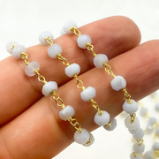 Blue Lace Agate Gold Plated 925 Sterling Silver Wire Chain.