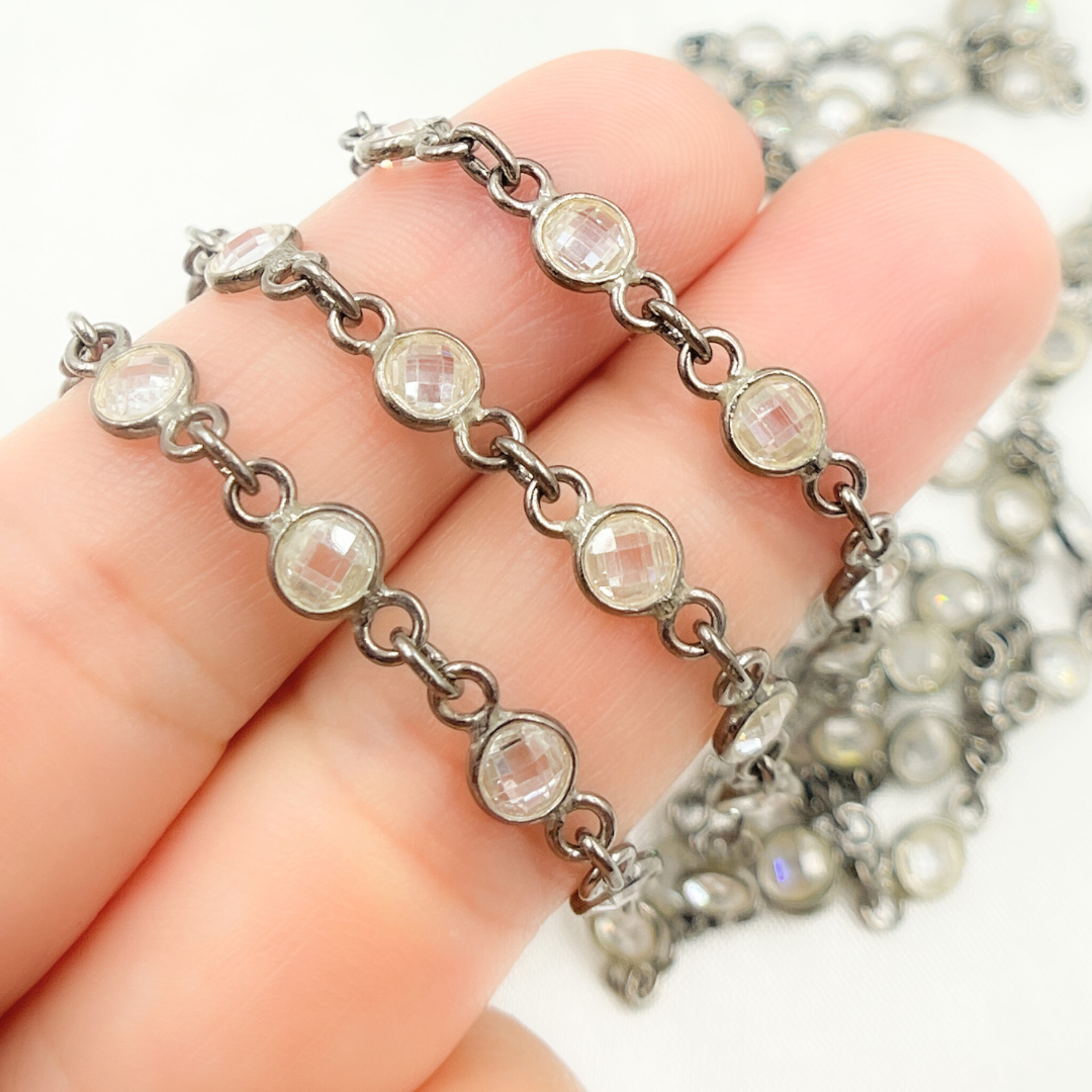 Cubic Zirconia Round Shape Connected Chain