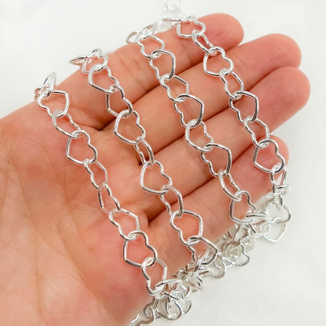 1408SS. Sterling Silver Smooth Heart Chain