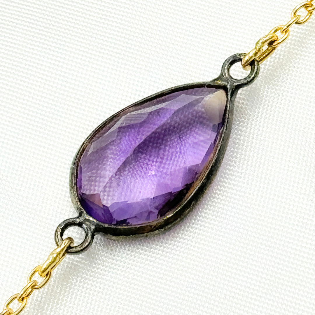 Multi Gemstone Organic Shape Connected Wire Chain.