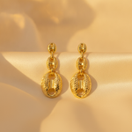 Load image into Gallery viewer, GER86. 14K Solid Gold Puffed Mariner Diamond Cut Link Earrings