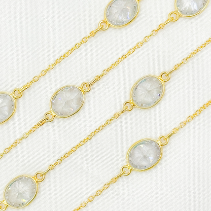 Cubic Zirconia Oval Shape Connected Chain