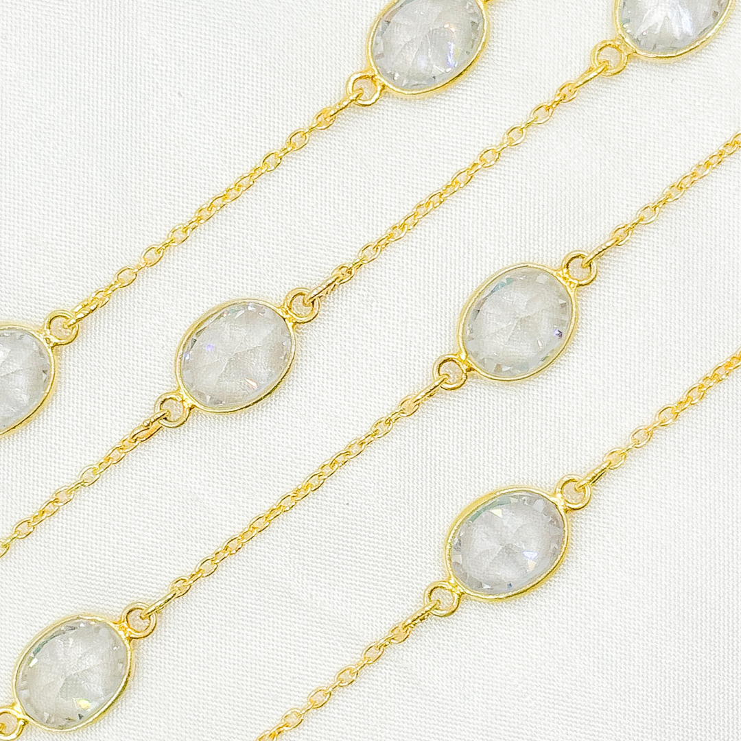 Cubic Zirconia Oval Shape Connected Chain