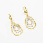 Load image into Gallery viewer, GER113. 14K Solid Gold Dangle Earring with Tri - Color Diamond Cut Drops.