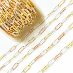 Load image into Gallery viewer, Sterling White Silver Gold and Rose Plated Diamond Cut Paperclip Chain