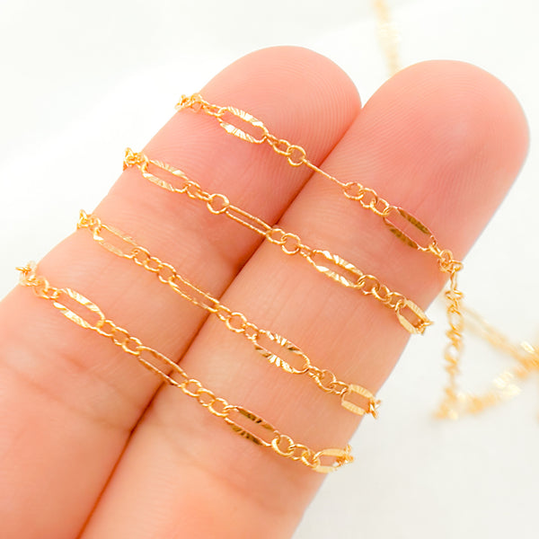 14K Gold Filled Diamond Cut Oval Link Chain