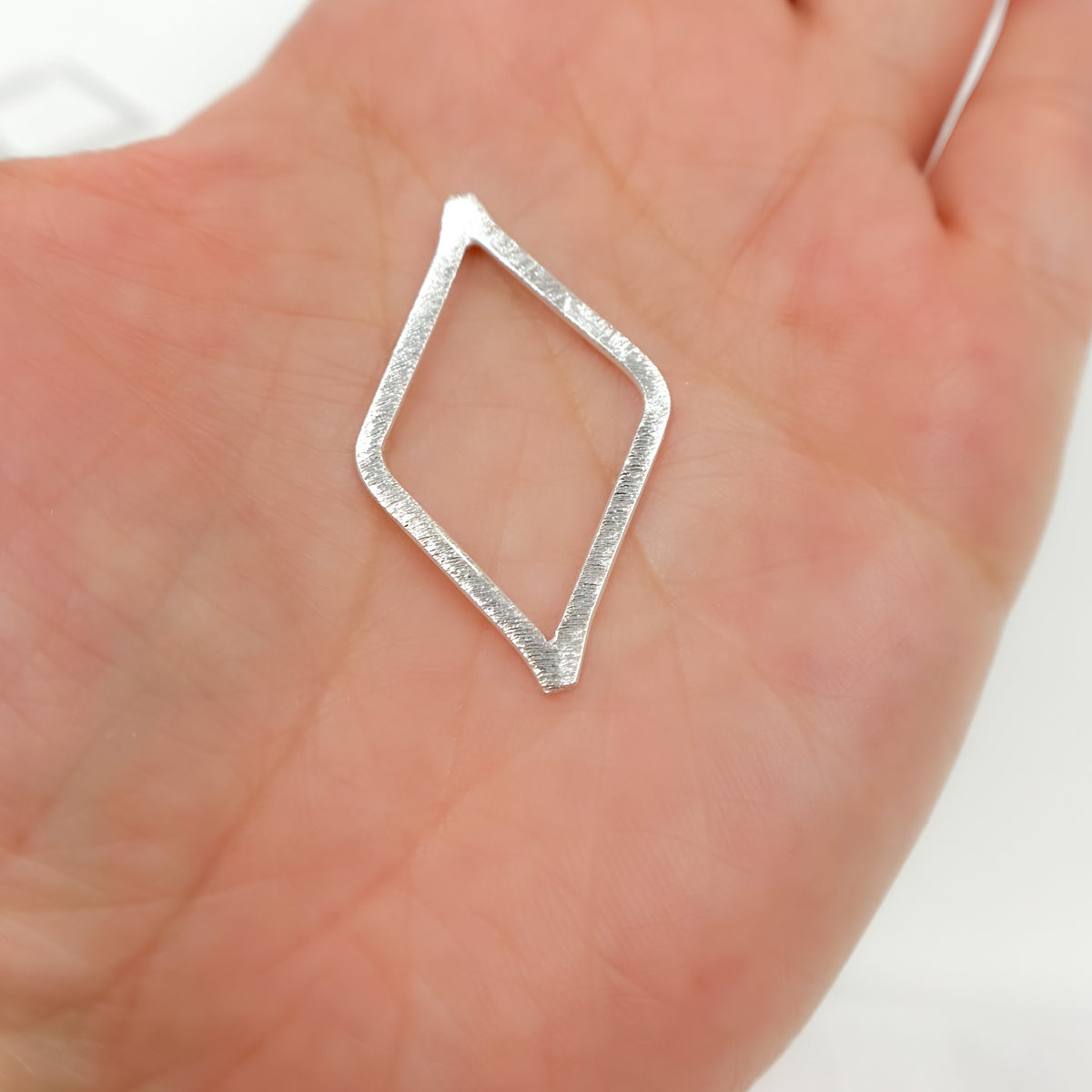 35MM White Sterling Silver Brushed Diamond Connector