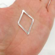 35MM White Sterling Silver Brushed Diamond Connector