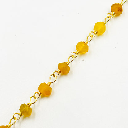 Gold Plated Sterling Silver Yellow Opal Wire Chain