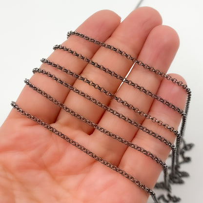 Black Rhodium Sterling Silver Rolo Chain
