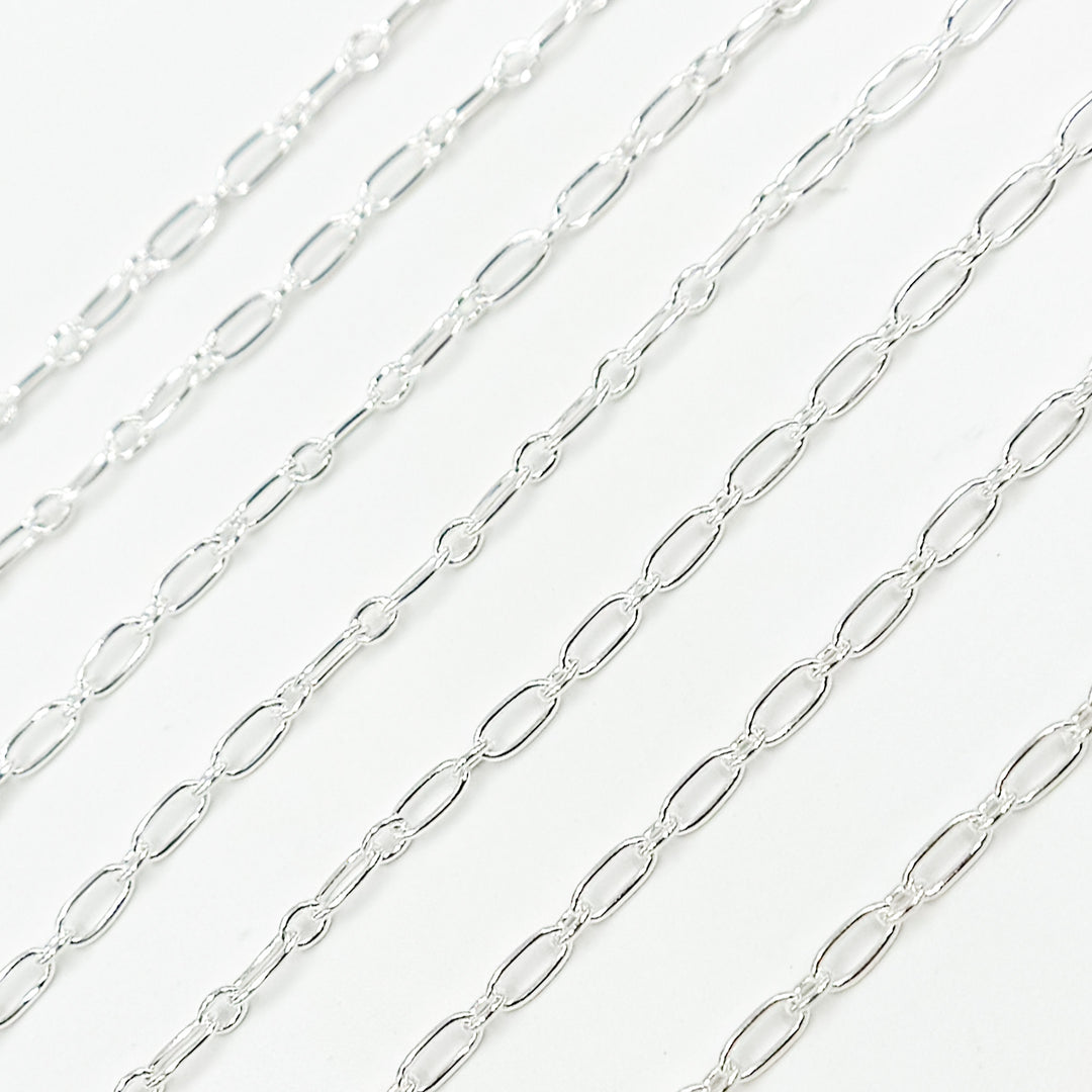 Y134SS.  Sterling Silver Smooth Long and Short Link Chain
