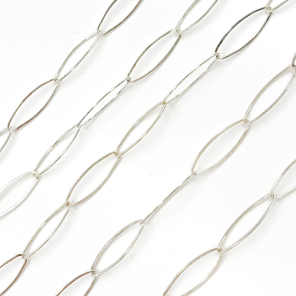 Sterling Silver Flat Marquise Shape Link Chain