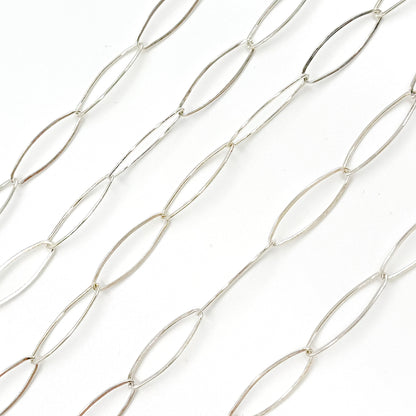 Sterling Silver Flat Marquise Shape Link Chain