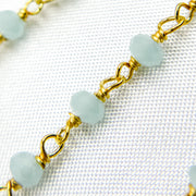 Aqua Color Chalcedony Gold Plated 925 Sterling Silver Wire Chain