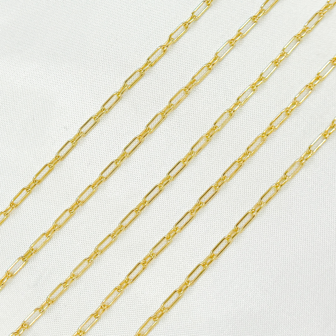 Z18GP. Gold Plated 925 Sterling Silver Smooth Long & Short Link Chain