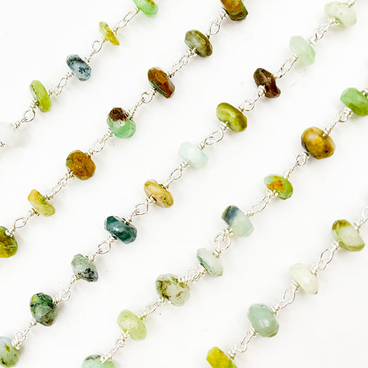 Peruvian Opal Sterling Silver Wire Chain