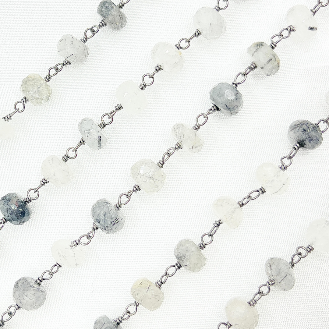 Black Rutile Quartz Oxidized Wire Chain