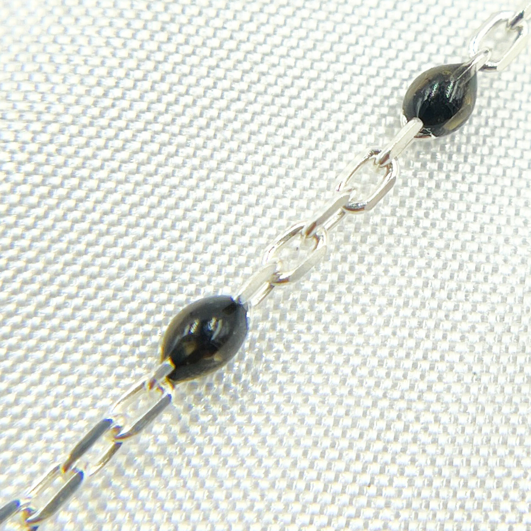 Sterling Silver Black Color Enamel Chain