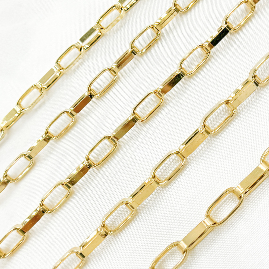 Y54GP. Gold Plated 925 Sterling Silver Flat Oval Link Chain