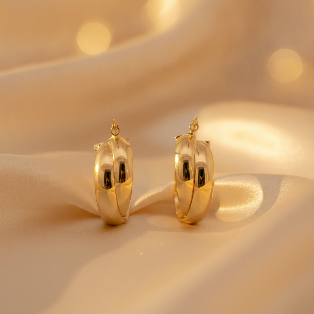 15850021290.  14K Solid Gold Fancy Braided Hollow Hoop Earrings