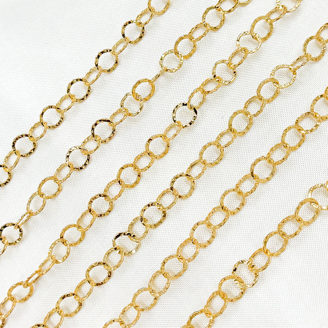 679FLGF. 14K Gold Filled Hammered Round Link Chain