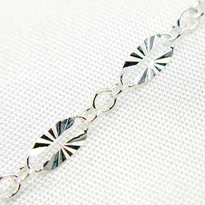 Sterling Silver Diamond Cut Marina Link Chain