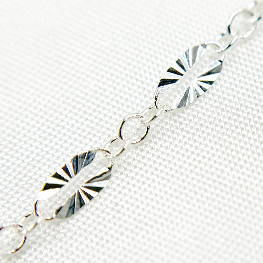 Sterling Silver Diamond Cut Marina Link Chain