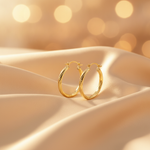 Load image into Gallery viewer, GER69. 14K Gold Hollow Hoop Earrings with Engraved Tornado Design