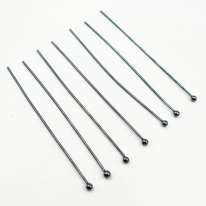 HPB2BR. 24 Gauge Black Rhodium Sterling Silver Ball 1.5 Inch Headpin