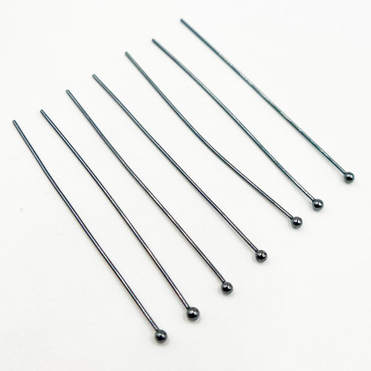 HPB2BR. 24 Gauge Black Rhodium Sterling Silver Ball 1.5 Inch Headpin