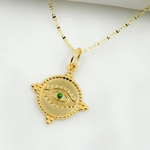 Load image into Gallery viewer, 14K Solid Gold Diamond &amp; Emerald Evil Eye Charm. GDP183
