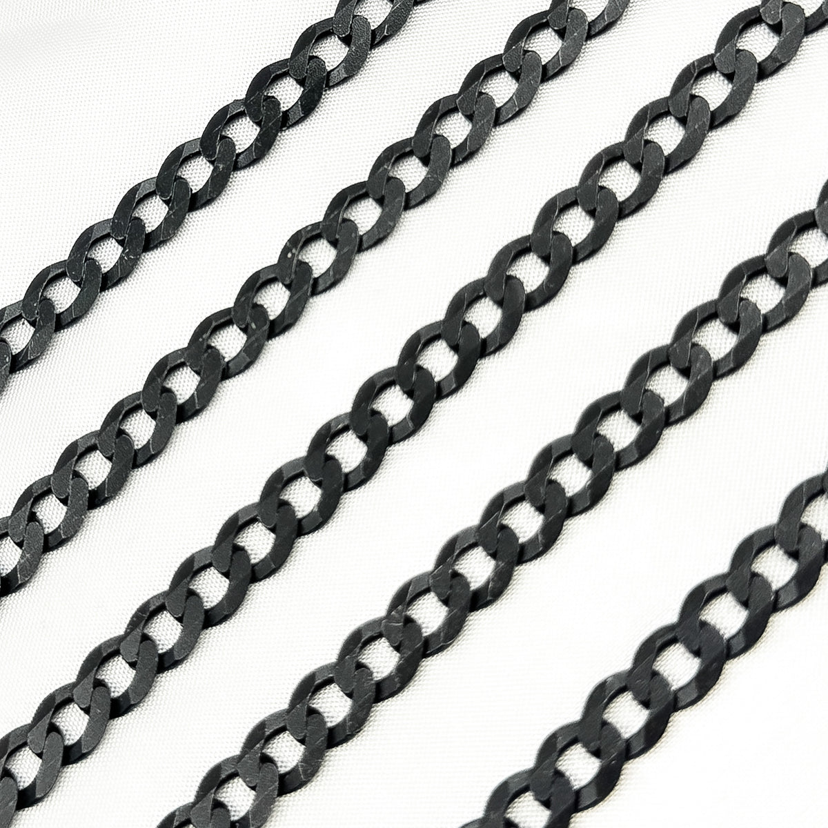 Black Rhodium Matt Sterling Silver Flat Curb Chain