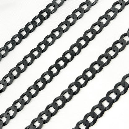 Black Rhodium Matt Sterling Silver Flat Curb Chain
