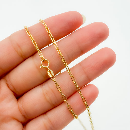 058FLCL218K. 18K Solid Yellow Gold Paperclip Link Chain