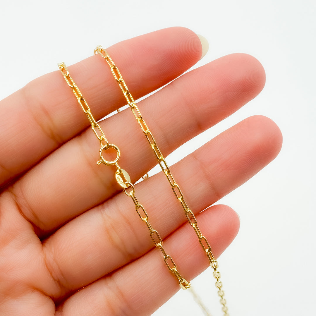 058FLCL218K. 18K Solid Yellow Gold Paperclip Link Chain
