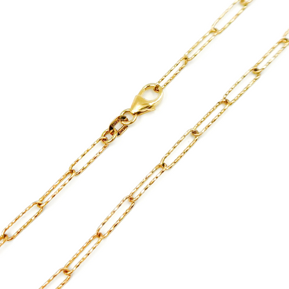 14K Solid Gold Hammered Paperclip Chain