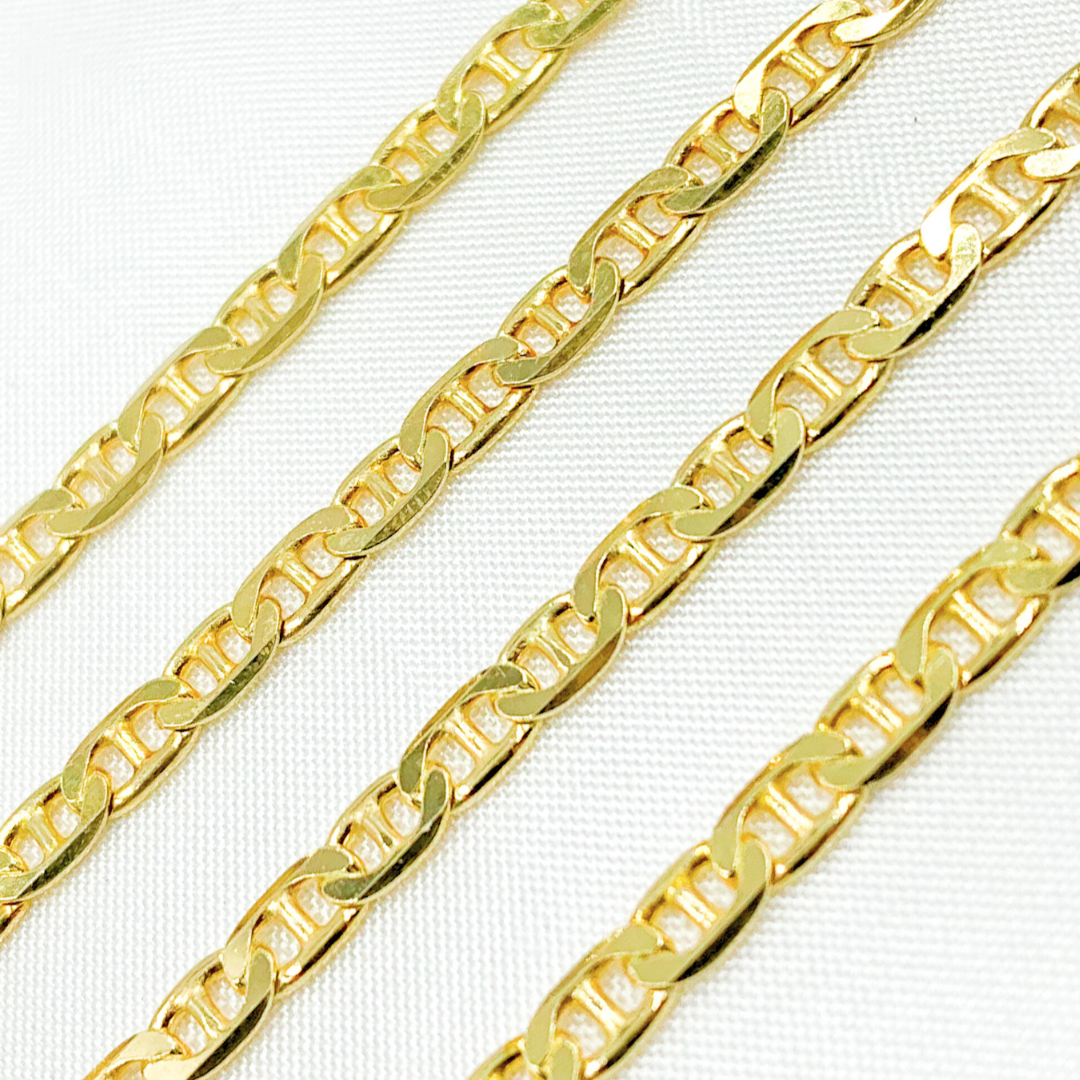 Gold Plated 925 Sterling Silver Flat Marina Chain. Y65GP