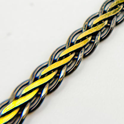 Black Rhodium Sterling Silver and Gold Plated Flat Wheat Necklace