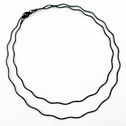 Black Rhodium Sterling Silver Snake Omega Necklace
