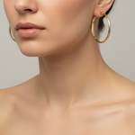 Load image into Gallery viewer, GER153. 14K Solid Gold Hollow Diamond Cut Hoop